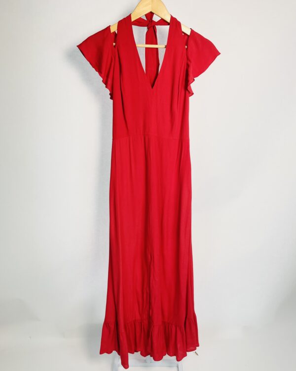 Vestido veremelho sem amngas babados na alça e fenda na barra MARIA FILÓ - P *nunca usado*