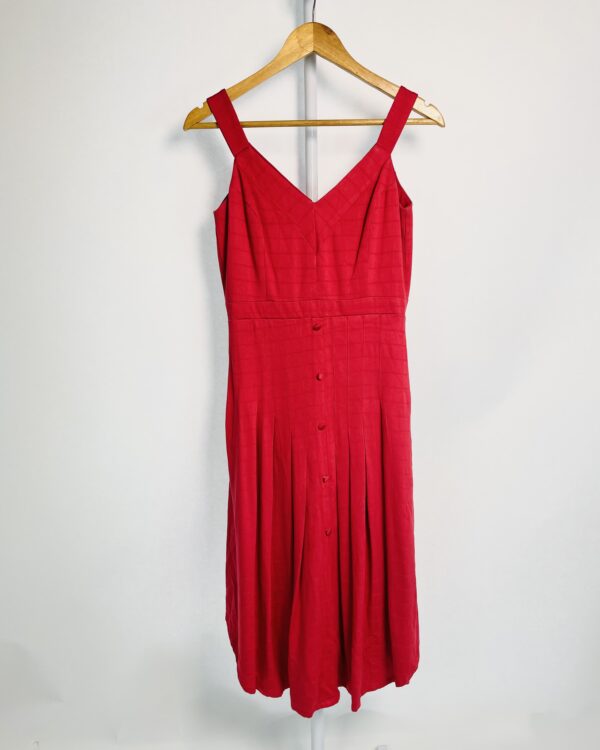 Vestido vermelho drapeado com botões MARIA FILÓ - P - VENDIDO SISTEMA OTO