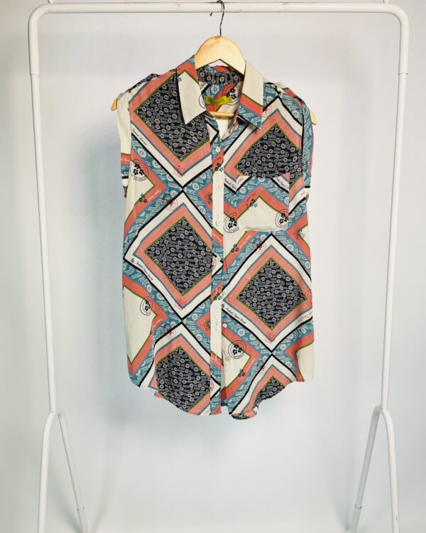 Blusa regata seda estampada RICHARDS- M - VENDIDO SISTEMA OTO