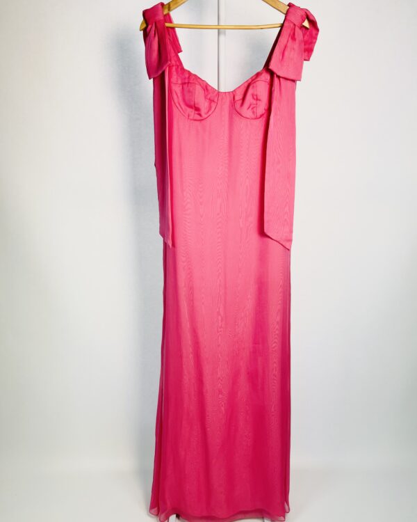 Vestido longo rosa com laços nas alças STELA FISCHER - 38