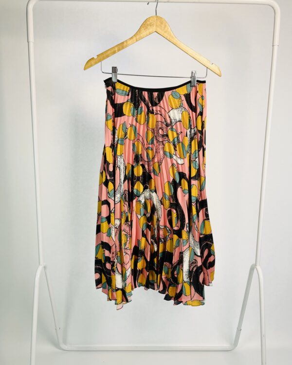 Saia seda midi plissada estampada EVA  - 38