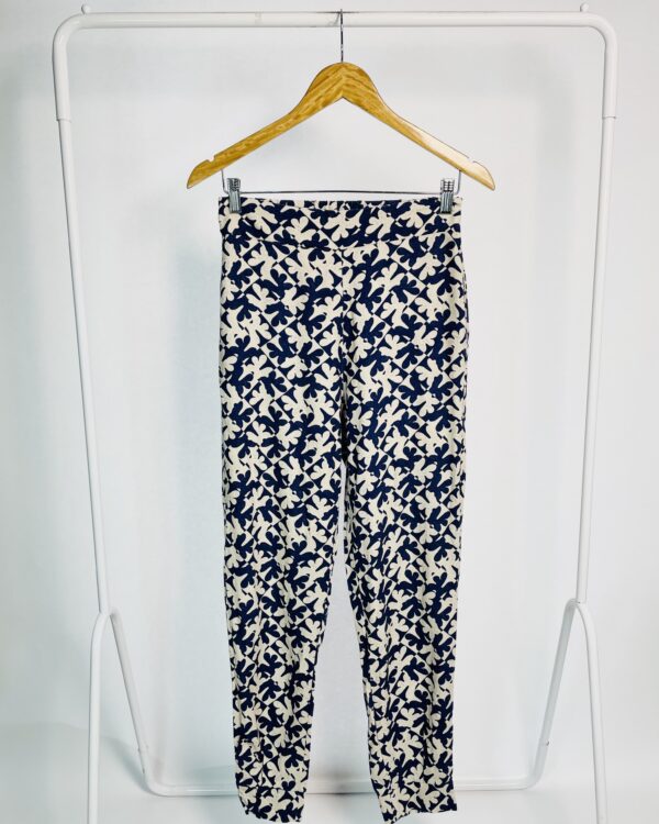 Calça linho azul marinho e bege estampado OH BOY - M VENDIDO SISTEMA OTO