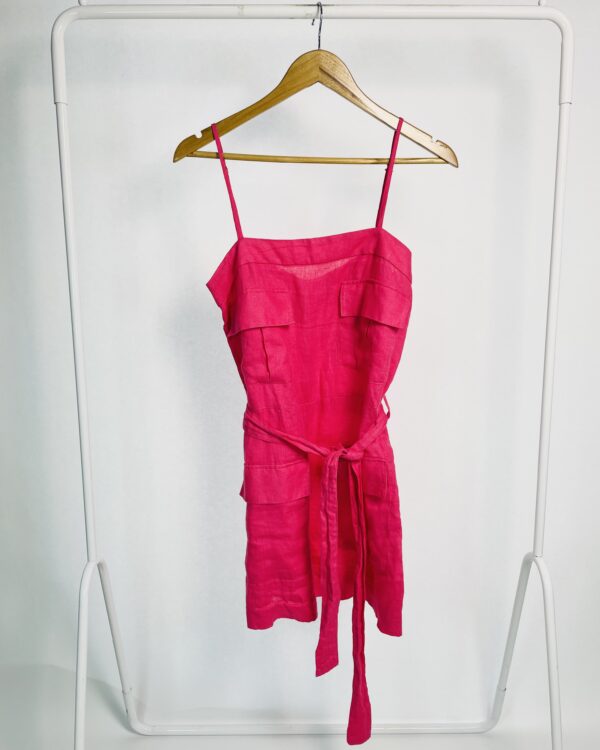 Macaquinho linho rosa alça fina e bolsos AMÊ - P