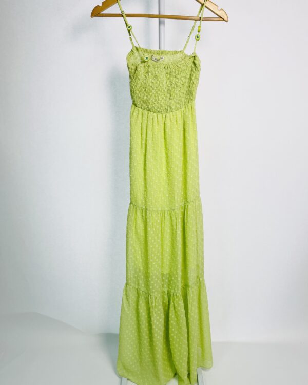 Vestido longo verde lima texturizado com lastex no busto DRESS TO - PP - VENDIDO SISTEMA OTO
