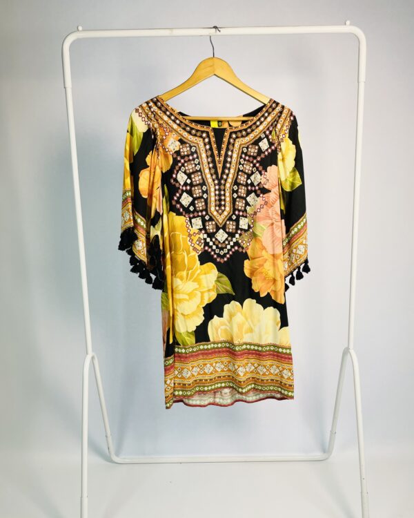 Vestido tons terrosos com barbicachos pretos FARM - PP - VENDIDO SISTEMA OTTO