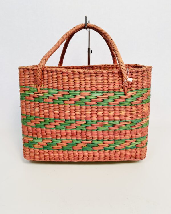 Bolsa grande palha laranja e verde NANNACAY