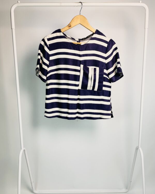 Blusa branca com listras azul marinho MARIA FILÓ - P