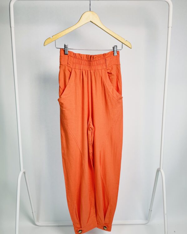 Calça linho laranja elástico na pala e botão na barra ANIMALE - 36
