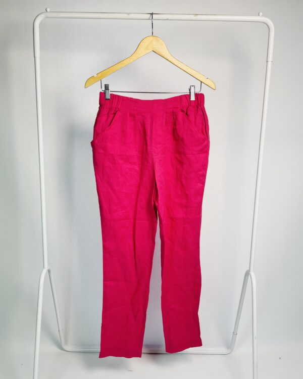 Calça linho rosa com bolsos e elástico na cintura ZARA - P