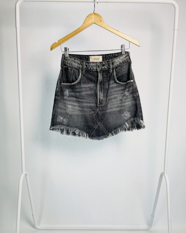 Saia jeans black curta destroyed OPEN - 36