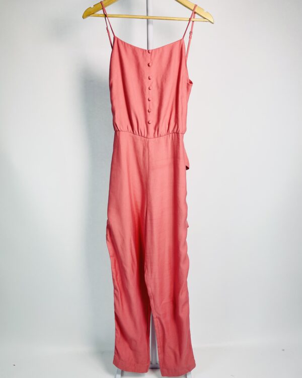 Macacão salmão alças finas e botões na frente com amarração na cintura LUCIDEZ - 40 - VENDIDO SIST OTO