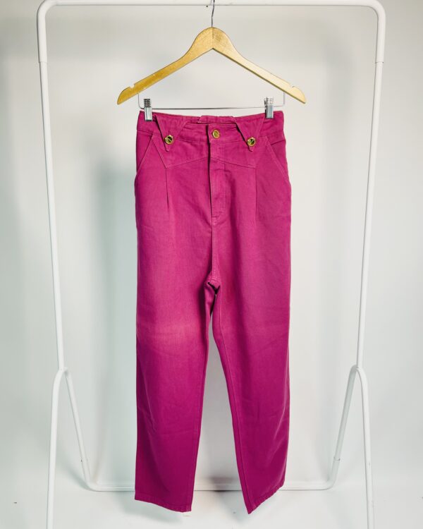 Calça sarja fúcsia cintura alta e botões dourados LILLY SARTI - 38