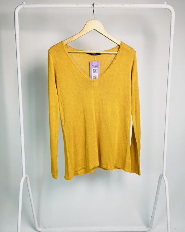 Blusa tricot mostarda mangas longas decote v ANIMALE - P - VENDIDO SISTEMA OTO