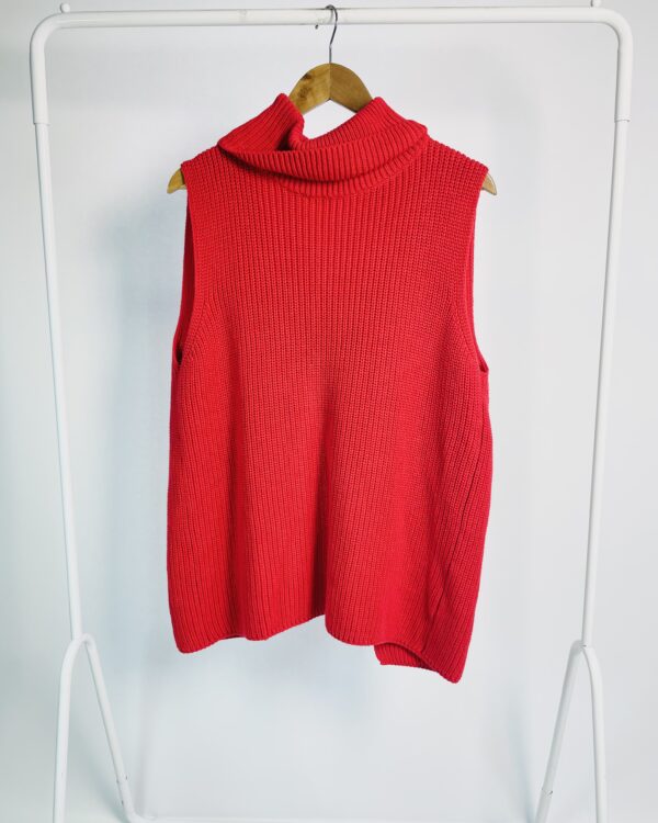 Blusa tricot vermelha gola alta e abertura nas costas ANIMALE - G - VENDIDO SISTEMA OTO