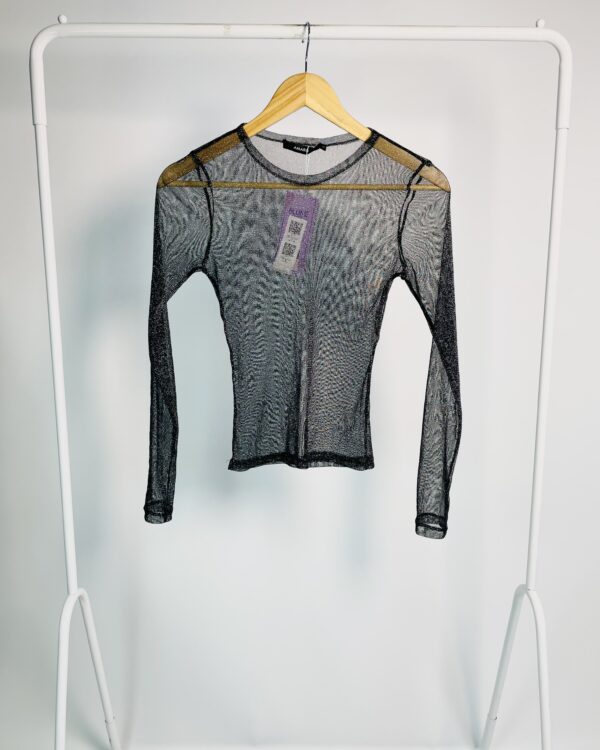 Blusa preta tule com lurex prata AMARO - 38