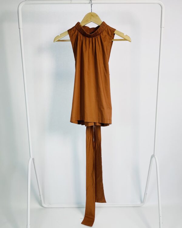 Blusa marrom sem alças e faixa amarrada AUGUSTANA - M - VENDIDO SISTEMA OTO