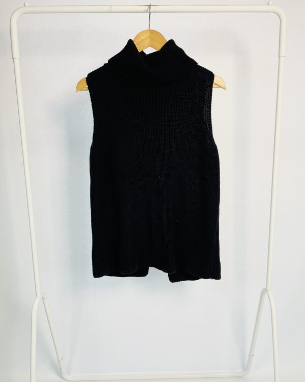 Blusa tricot preta gola alta e sem mangas ANIMALE - M - VENDIDO SISTEMA OTO