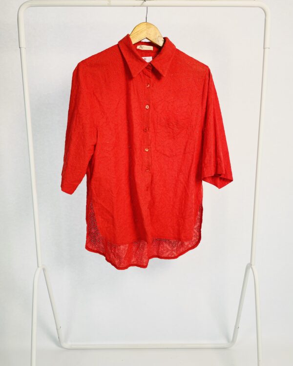 Camisa alongada mangas curtas de laise vermelha NV - M VENDIDO SISTEMA OTO