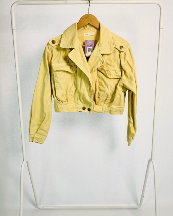 Jaqueta curta sarja amarelo manteiga com bolsos NV - P - VENDIDO SISTEMA OTO