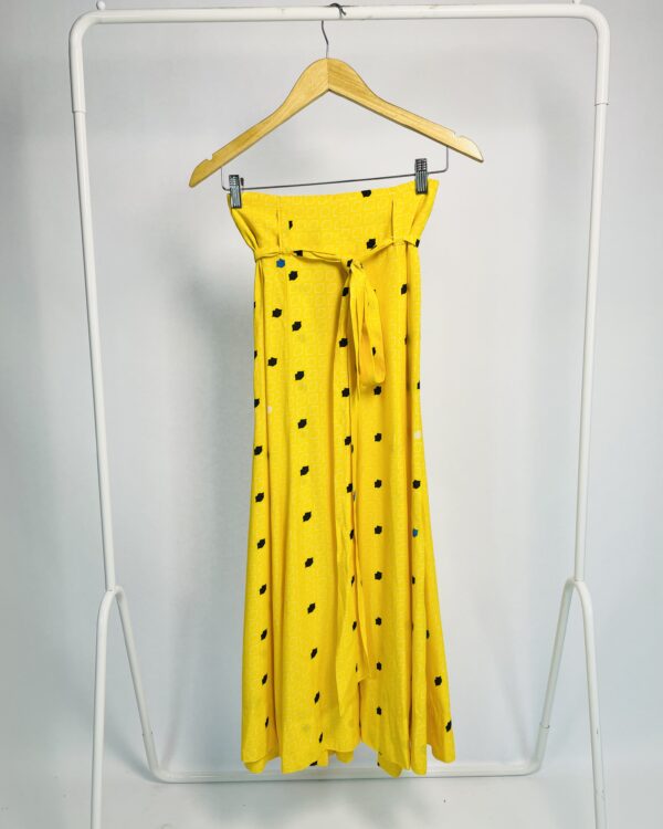 Saia midi amarela com estampa bocas EVA - 34