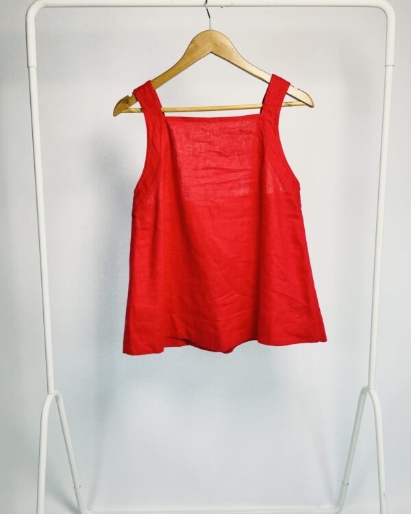 Blusa linho vermelha laço nas costas CORDOCE - G *nunca usado* - VENDIDO SISTEMA OTO