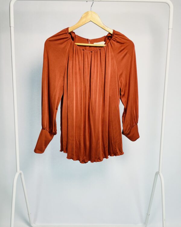 Blusa jersey terracota mangas longas e faixa trançada NV - P