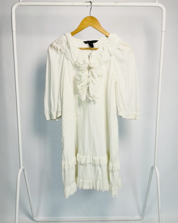 Vestido curto amplo off white com babados de renda MARC JACOBS - P