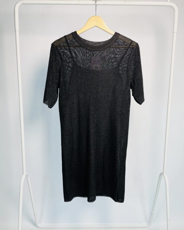 Vestido t-shirt curto de tricot com lurex preto ANIMALE - P - VENDIDO SISTEMA OTTO