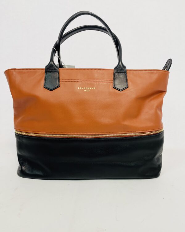 Bolsa preta com terracota couro LONGCHAMP VENDIDO SISTEMA OTO