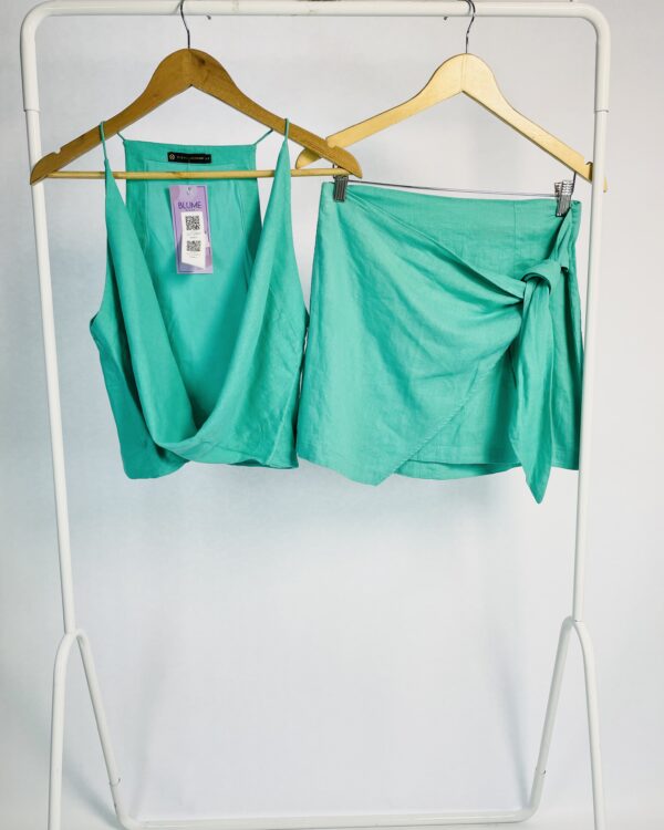 Conjunto cropped e saia linho verde VIX - P - VENDIDO SIST OTO