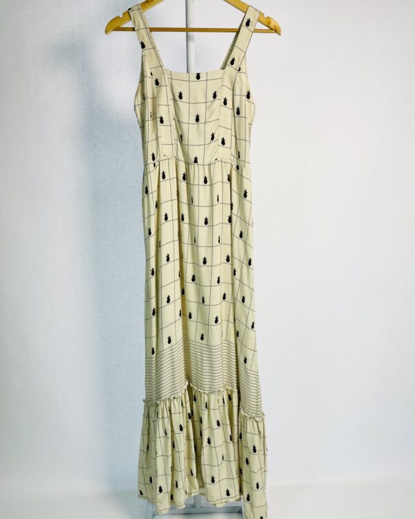 Vestido bege com estampa preta abacaxi PEEPOU - P - VENDIDO SISTEMA OTO