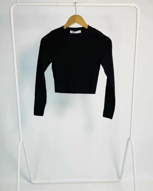 Blusa tricot curta preta com mangas longas ZARA - M VENDIDO SISTEMA OTO