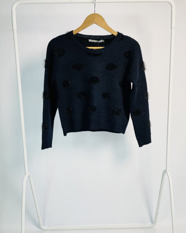 Blusa tricot azul marinho e preto com pelos ANIMALE - M - VENDIDO SISTEMA OTO