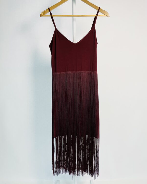 Vestido curto bordô com franjas LE LIS BLANC - P VENDIDO SITEMA OTO