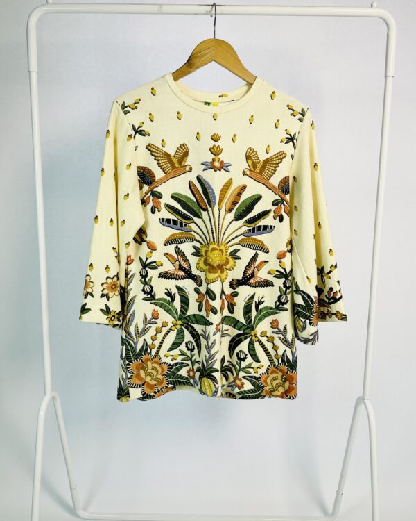 Vestido off white com estampa flores e tucano FARM  - PP VEDIDO SISTEMA OTO