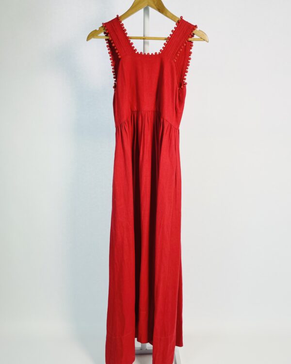 Vestido vermelho com miçangas nas alças VALÔNIA VERAS - P - VENDIDO SISTEMA OTO