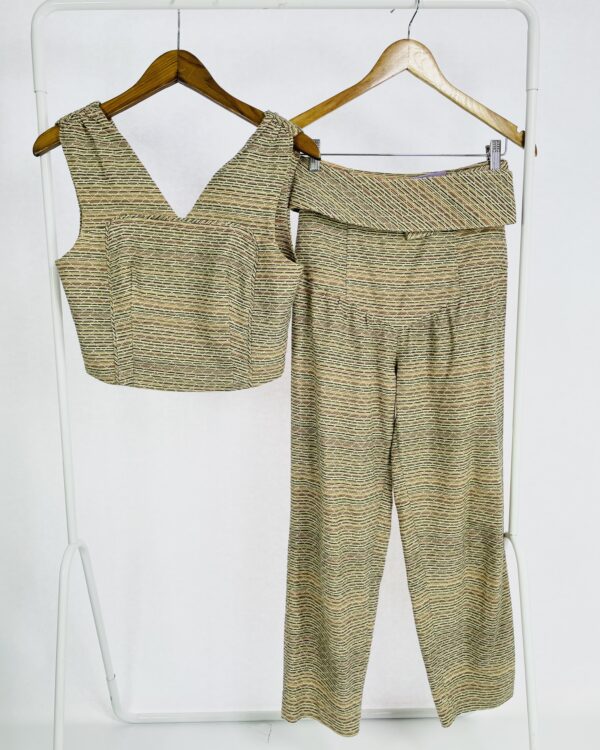 Conjunto calça e blusa sem manga com cinto CACHÉ - P - VENDIDO SISTEMA OTO