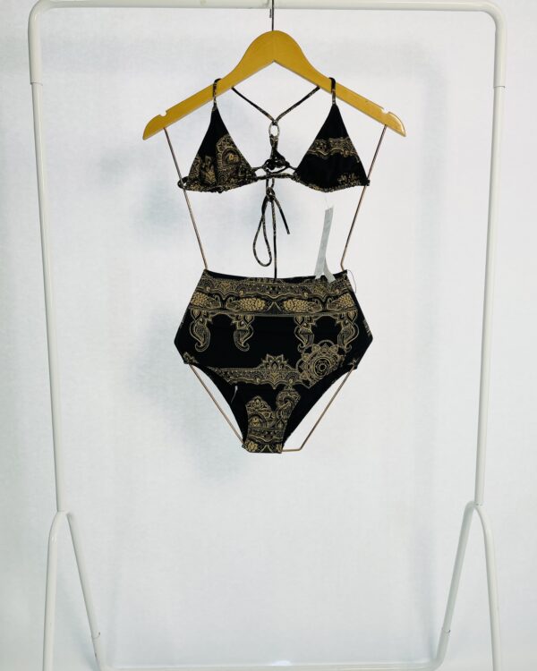 Biquini hot pant preto com estampa bege ADRIANA DEGREAS - P