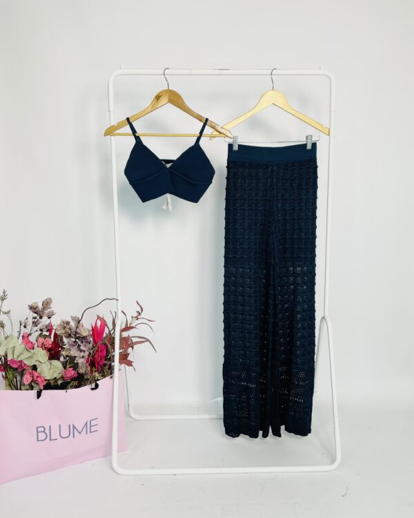 Conjunto tricot top e calça azul marinho CAROL TAURISANO - P - EVNDIDO SIST OTO