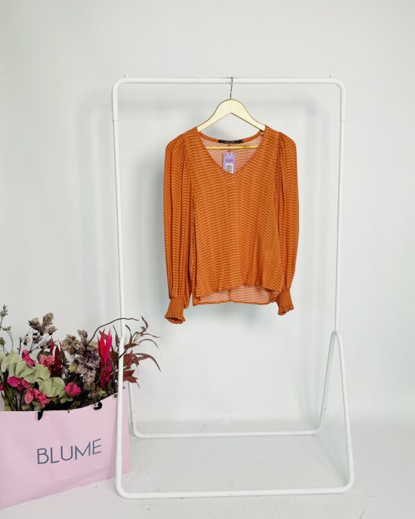 Bata laranja estampada decote v SHOULDER - PP VENDIDO SISTEMA OTO