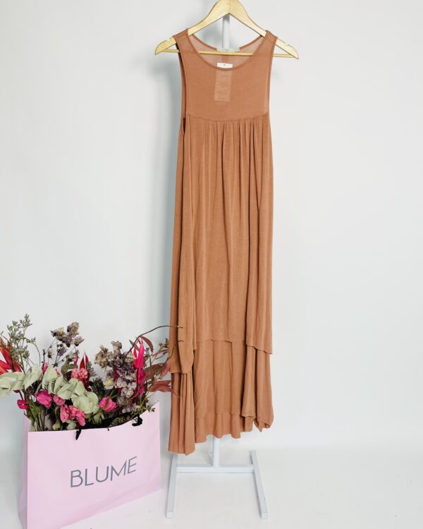 Vestido malha midi rosê sem mangas ATEEN - PP - VENDIDO SISTEMA OTO