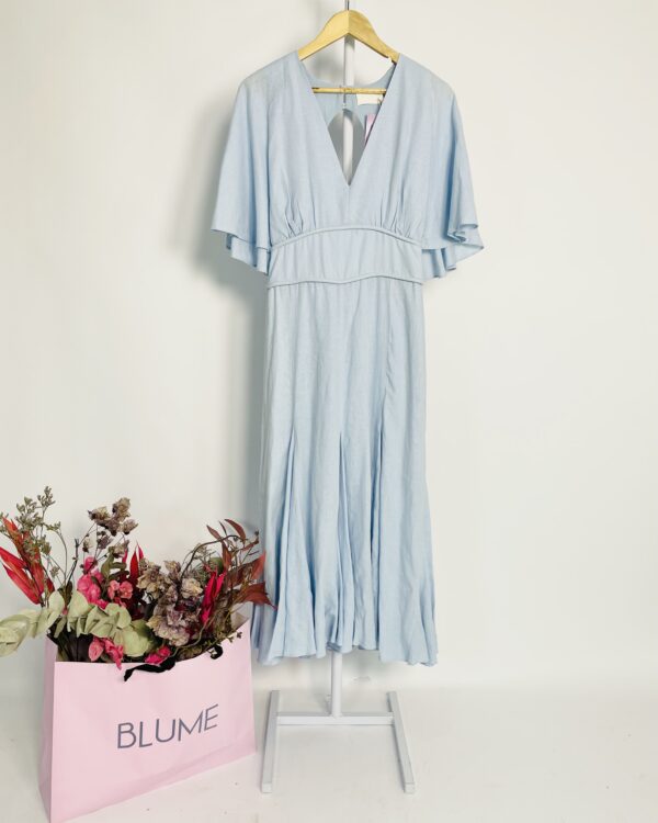 Vestido linho midi azul claro com decote nas costas SCHUTZ - 38 * nunca usado*