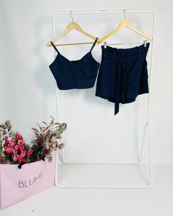 Conjunto cropped e short azul marinho LIZIE - M - VENDIDO SISTEMA OTTO
