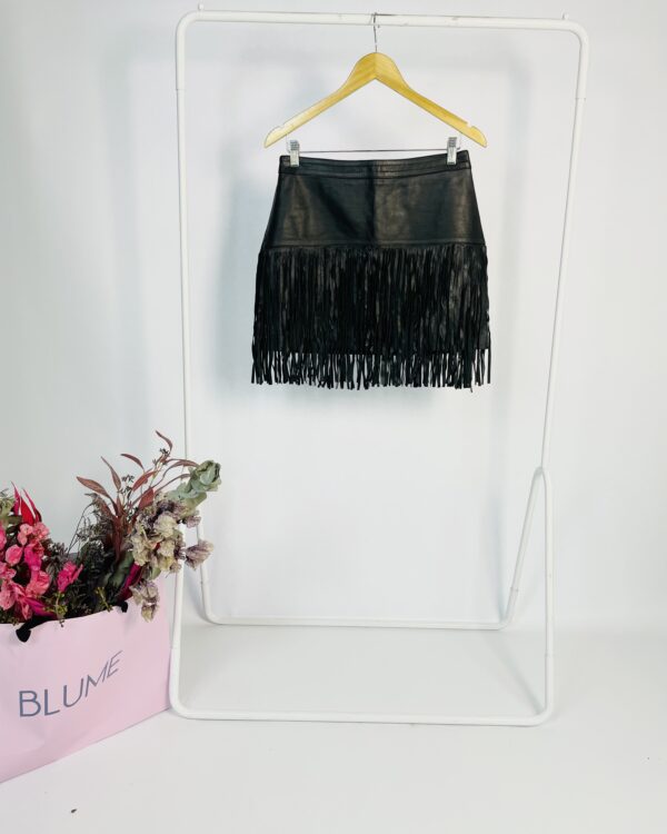 Saia couro curta preta com franjas ATEEN - 42 - VENDIDO SIST OTO