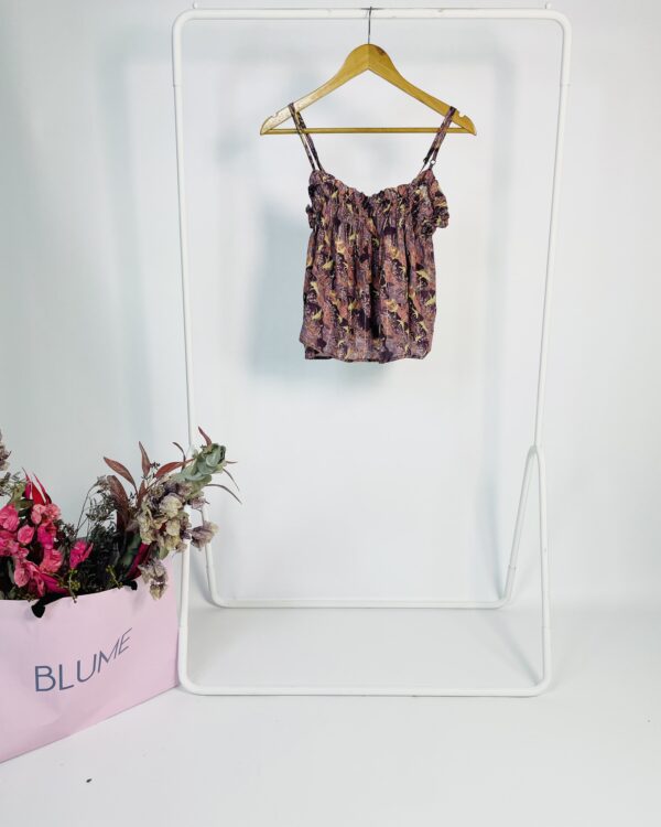 Bata curta alças finas roxa com estampa e fios de lurex MARIA FILÓ - M - VENDIDO SIST OTO