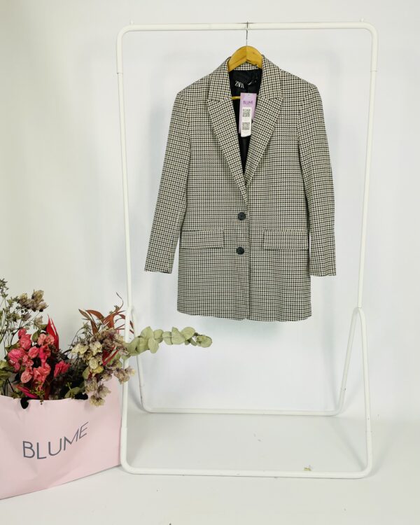 Blazer branco com pied de poule preto marrom e azul ZARA - PP - VENDIDO SIST OTO