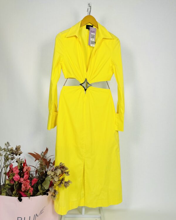 Vestido amarelo algodão com detalhe estrela prata COS -38