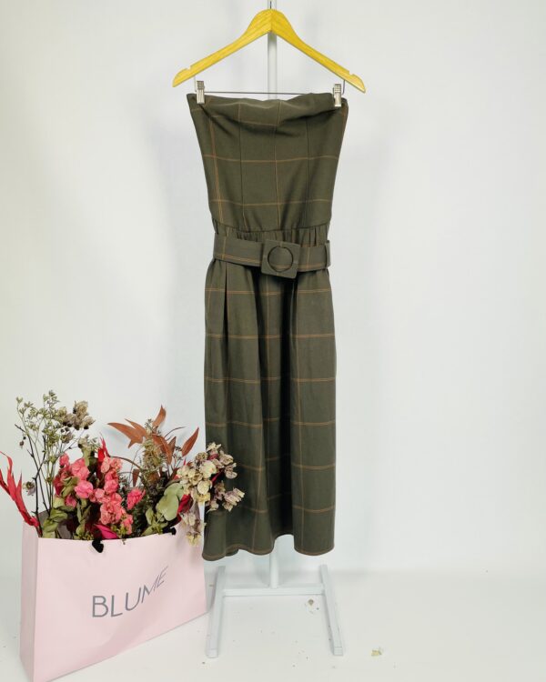 Vestido cinza xadrez vermelho com cinto removivél ANNE FERNANDES - P *nunca usado* - VENDIDO SISTEMA OTO