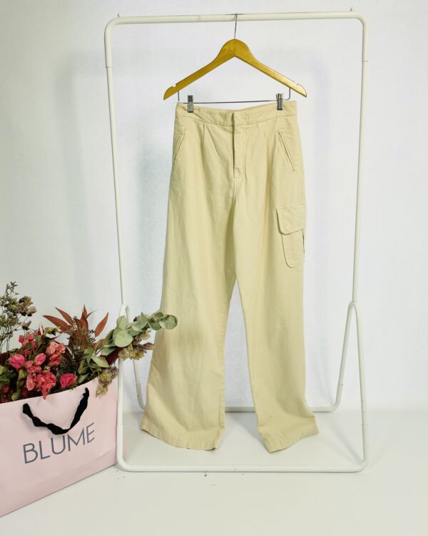 Calça wide leg bege com bolso cargo ANIMALE JEANS - 40 - VENDIDO SISTEMA OTO