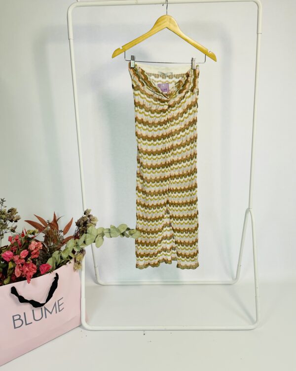 Saia midi tricot estampa colorida com fios de lurex ATEEN - M